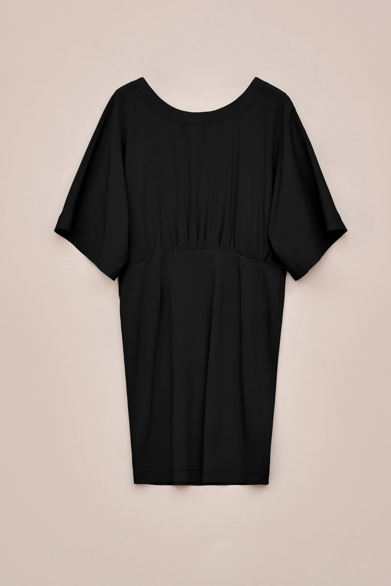 VISCOSE CREPE DRESS WITH CAP SLEEVES