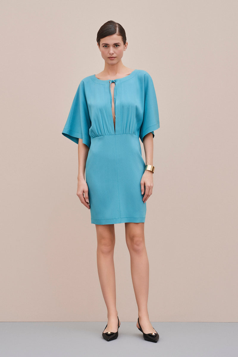 VISCOSE CREPE DRESS WITH CAP SLEEVES