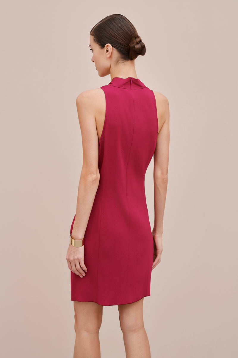 VISCOSE CREPE DRESS WITH KNOT AND SLIT 