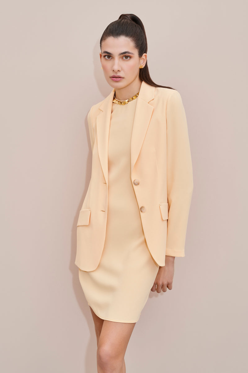 UNLINED BLAZER IN CREPE SATIN WITH FAUX HORN BUTTONS