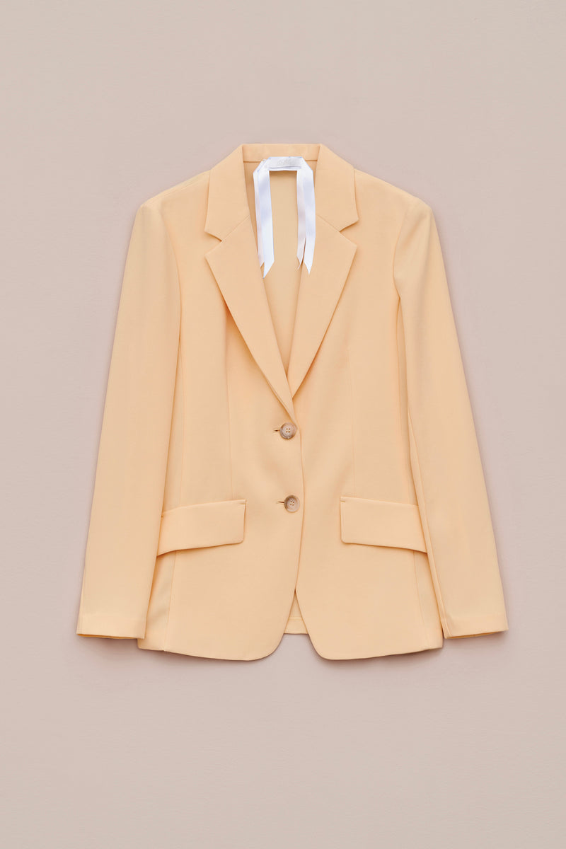 UNLINED BLAZER IN CREPE SATIN WITH FAUX HORN BUTTONS