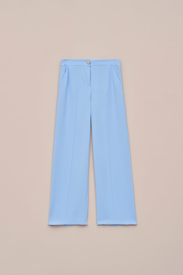 LOOSE-FIT PANTS IN CREPE SATIN WITH FAUX HORN BUTTON