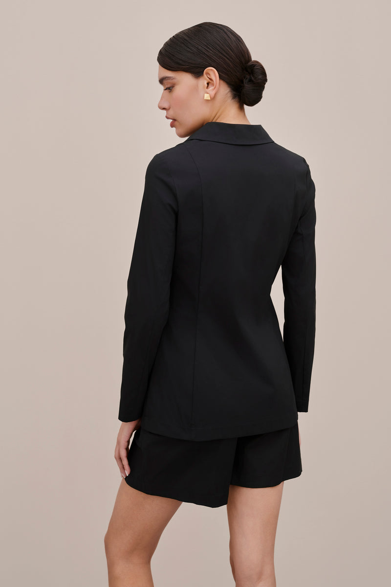 POPLIN SINGLE-BREASTED BLAZER WITH MOTHER-OF-PEARL BUTTONS