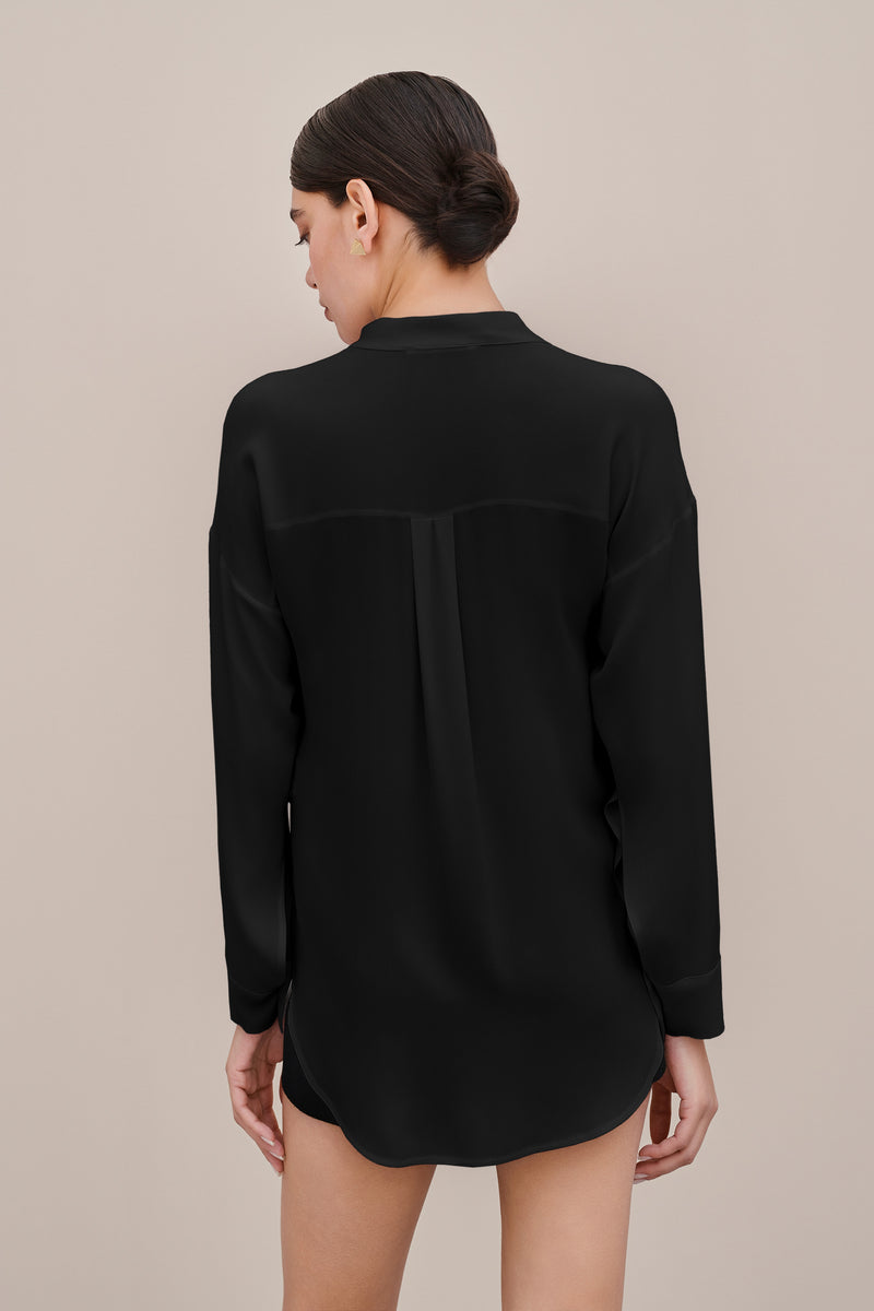 CREPE DE CHINE SHIRT WITH DECORATIVE PLEATS AT THE FRONTÂ 