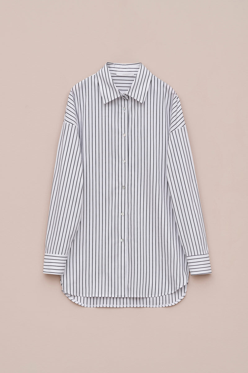 LOOSE-FIT PINSTRIPE SHIRT WITH MOTHER-OF-PEARL BUTTONS