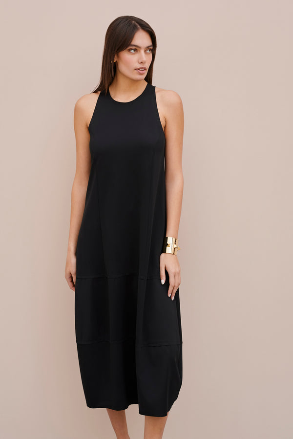COCOON DRESS IN ENGINEERED JERSEY WITH ROUND NECK
