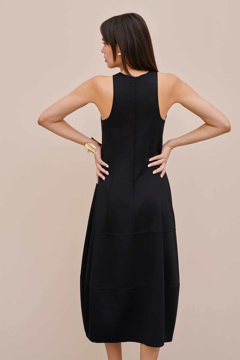 COCOON DRESS IN ENGINEERED JERSEY WITH ROUND NECK
