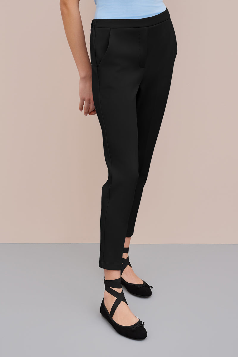 SLIM-FIT PANTS IN STRETCHY JERSEY WITH MOCK FLY ZIPPER
