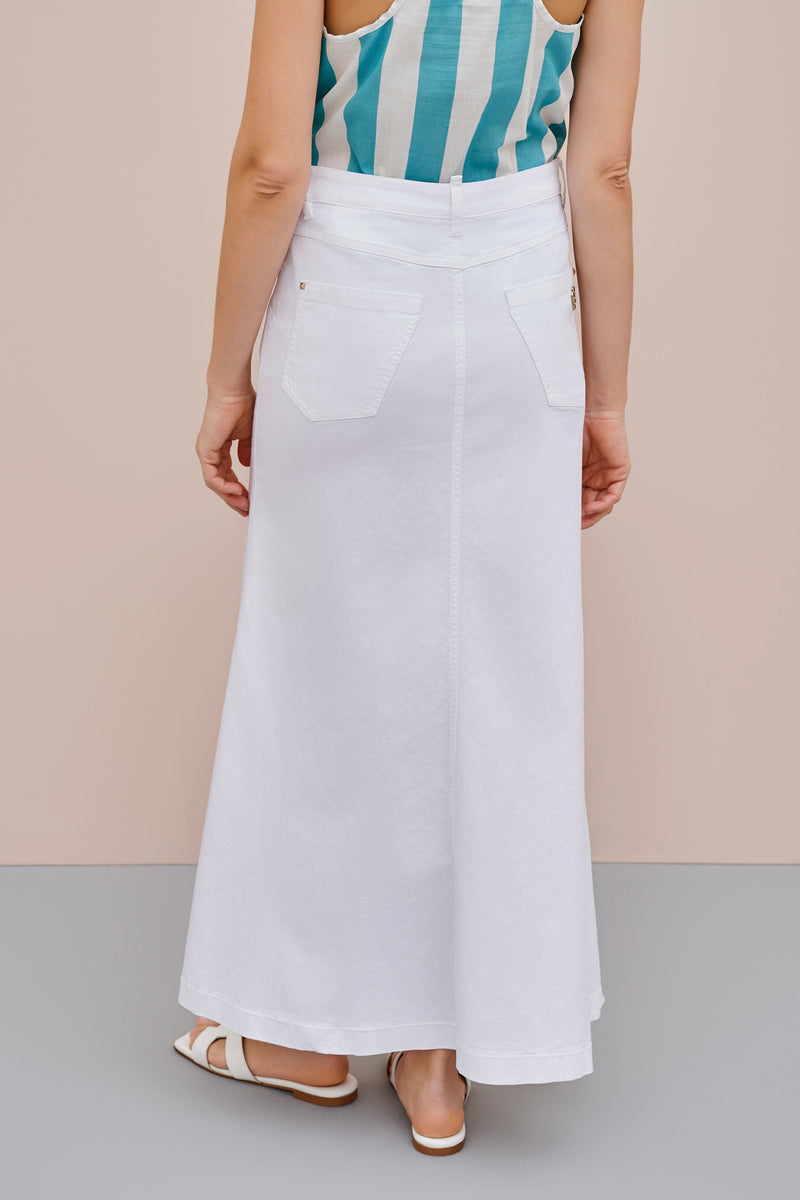 LONG SKIRT WITH ASYMMETRIC CUT AND FRONT SLIT 