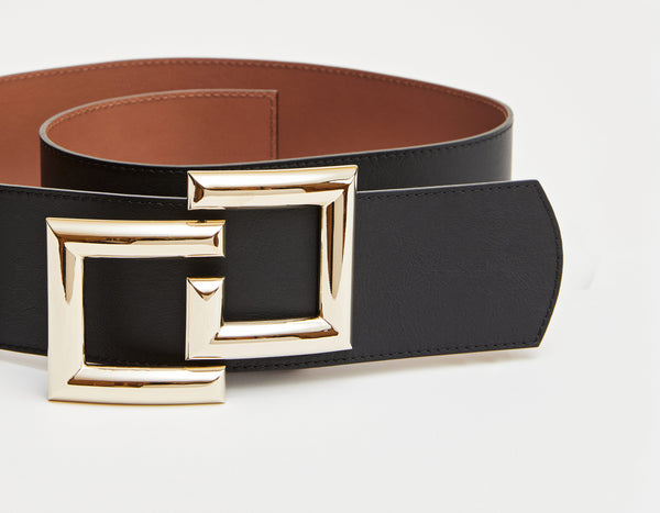 WIDE REVERSIBLE LEATHER BELT WITH CG MONOGRAM