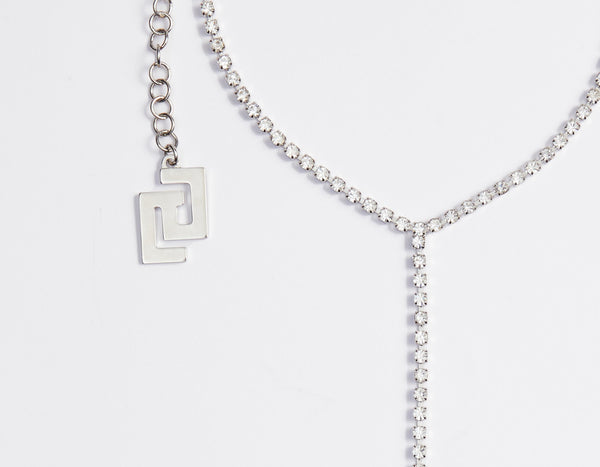 T-BAR TENNIS NECKLACE WITH WHITE RHINESTONES