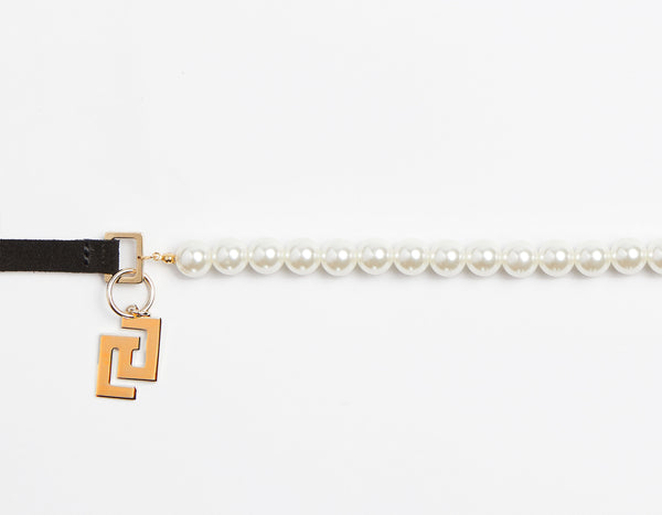 BEJEWELLED BELT WITH WHITE PEARLS