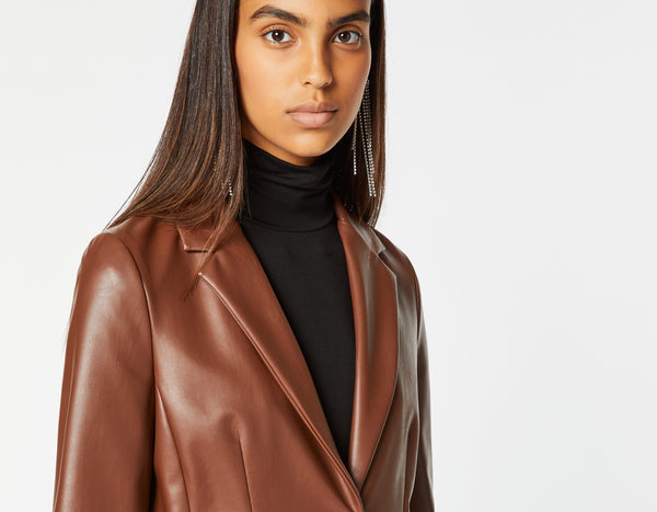 FAUX LEATHER TAILORED BLAZER