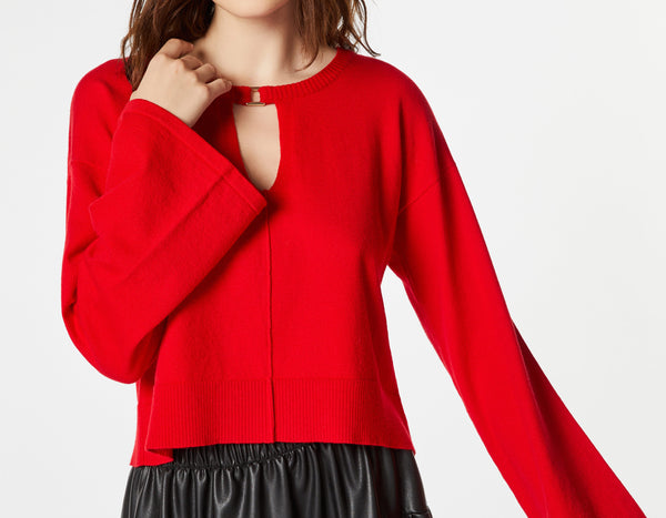 STRETCHY TOP WITH LONG BELL SLEEVES