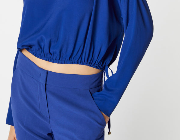 CROPPED DRAWSTRING BLOUSE IN CREPE DE CHINE