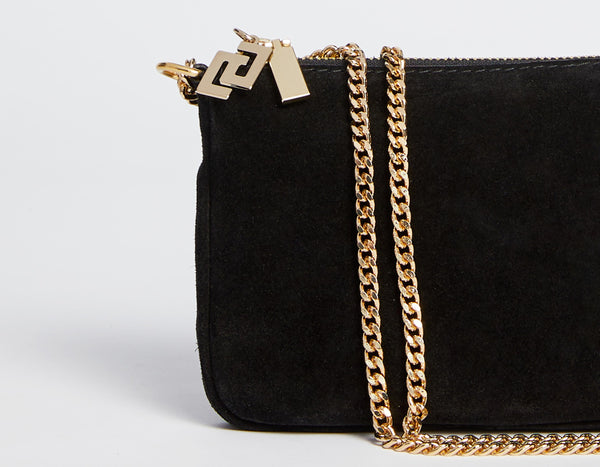 SUEDE CLUTCH WITH CHAIN STRAP