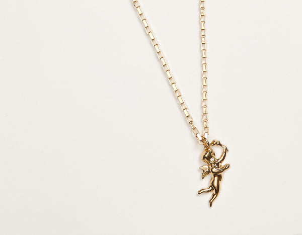 LONG CHAIN NECKLACE WITH ANGEL CHARM