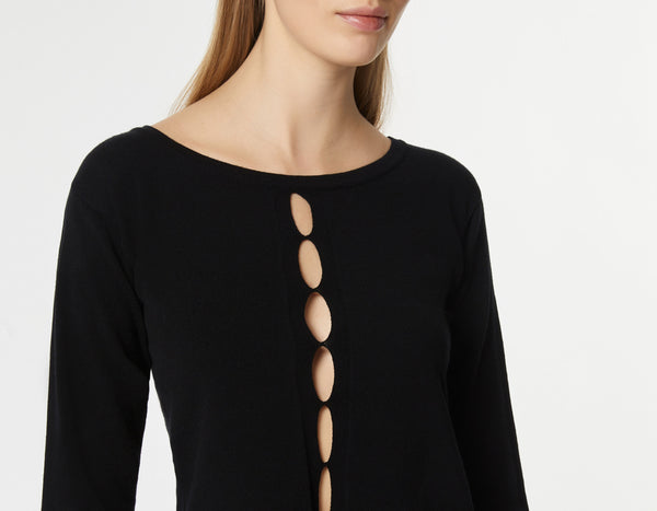 FITTED TOP IN STRETCHY VISCOSE WITH OPENWORK ON THE FRONT