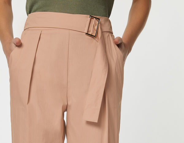 CARROT PANTS IN STRETCHY POPLIN WITH BELT